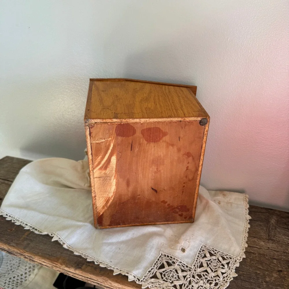 Vintage Handcrafted Wood Burned Recipe Box Hummingbird Sara's Recipes Folk Art